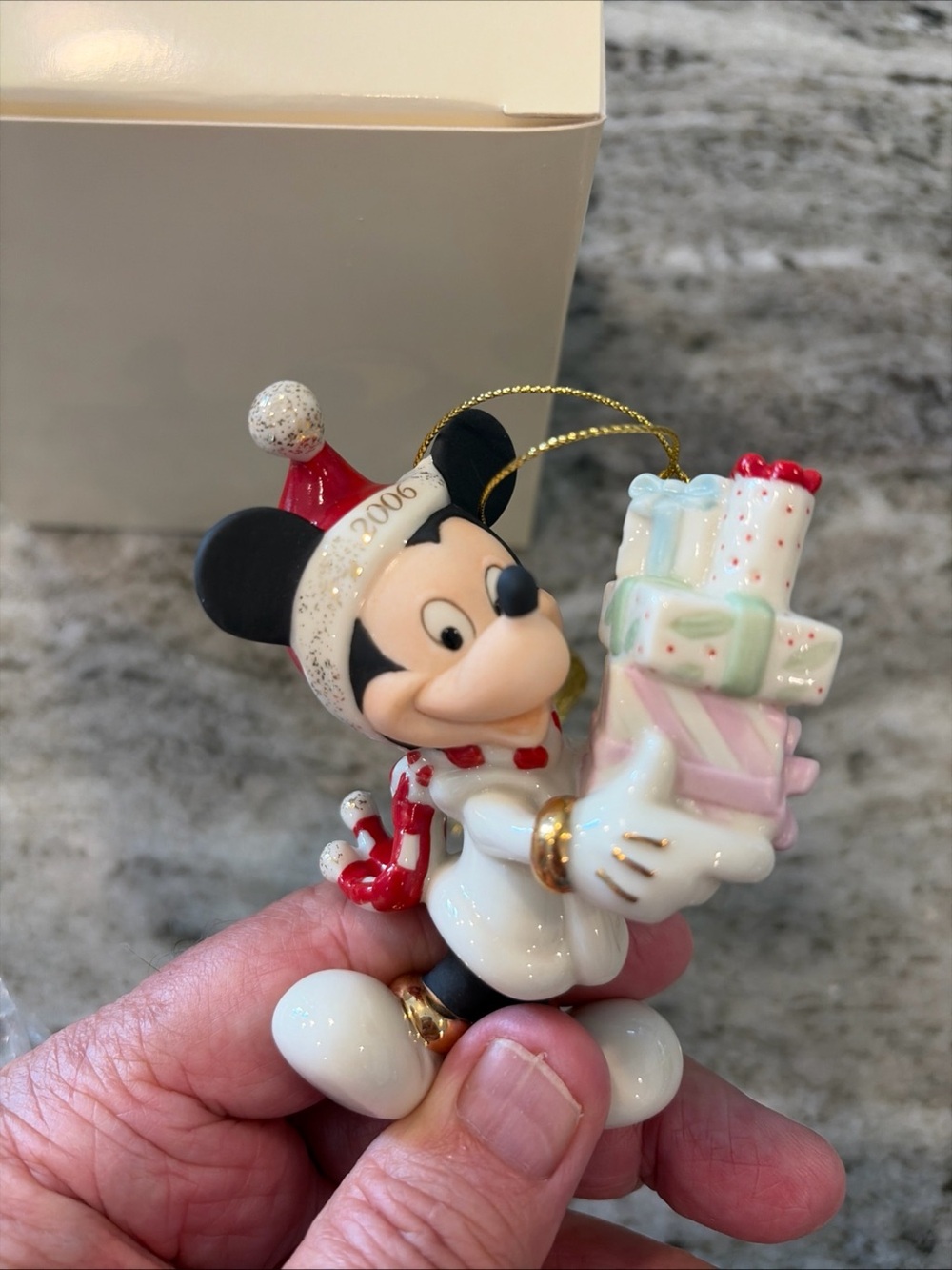Lenox Mickey Mouse Holiday Ornament - White, Red & Black 2006